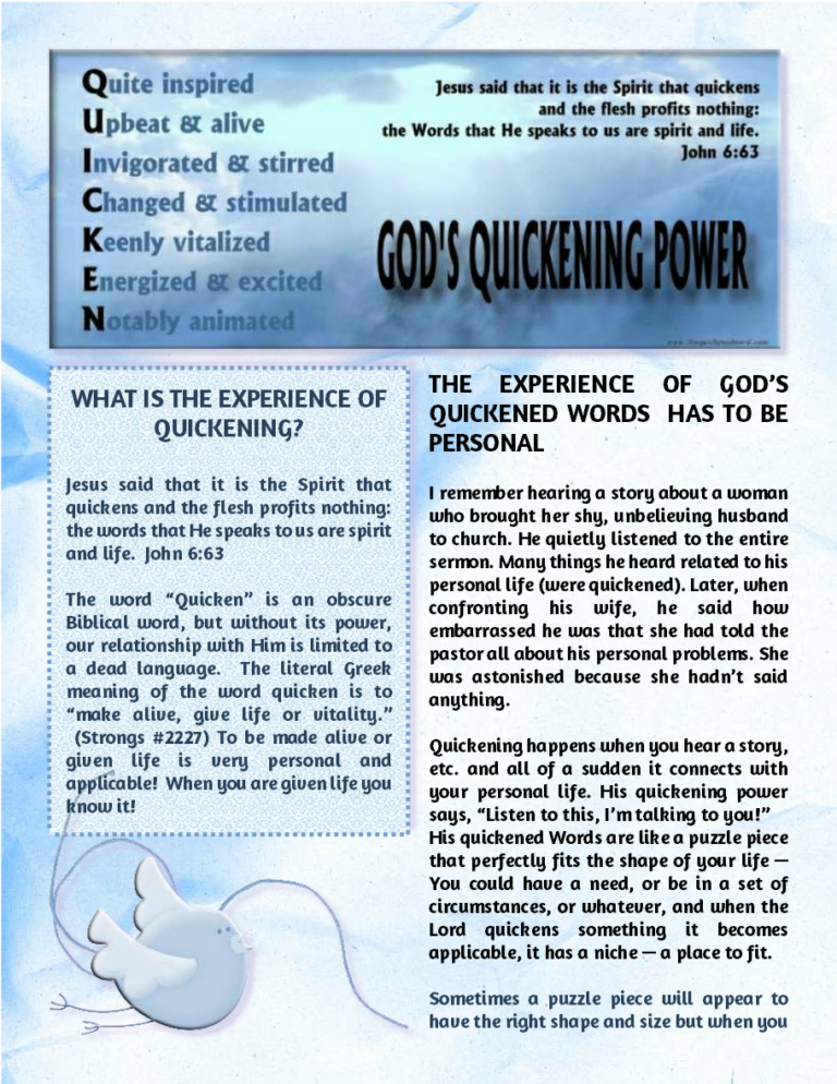 What is Quickening – The Quickened Word